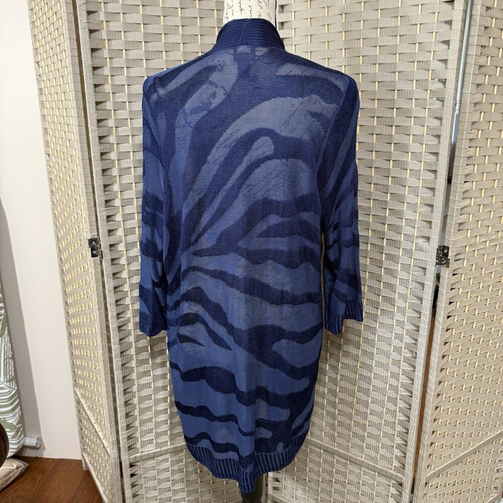 Chico’s Travelers Open Front Cardigan Size 3 XL Navy Zebra Knit Mesh Sweater EUC - Picture 3 of 11